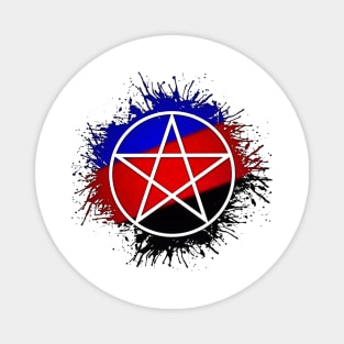 Paint Splatter Polyamory Pride Flag Pentacle Symbol Magnet